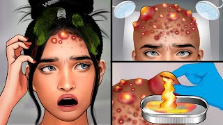 ASMR Head Acne Removal and Pimples Popping | Itchy Scalp Treatment ASMR