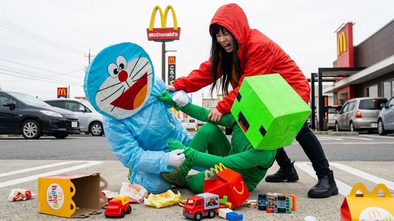 まいぜんシスターズ実写版/マクドナルド🍔ハッピーセット🎉ドラえもん🔵【第3弾】開封‼️マリオカート🏎️で優勝⁉️駄菓子でASMRしてみた結果⁉️