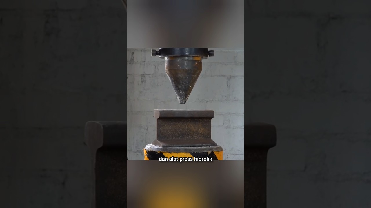 Rel Kereta vs Mesin Press Hidrolik!  Tapi Endingnya Bikin Merinding! #feedshorts #relkeretaapi