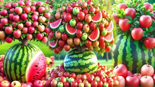 Easy and fast method for planting and growing hybrid fruit trees of watermelon and apple. #gardening