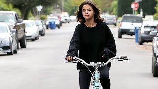 Pop Star Selena Gomez Gets Out For A Bike Ride