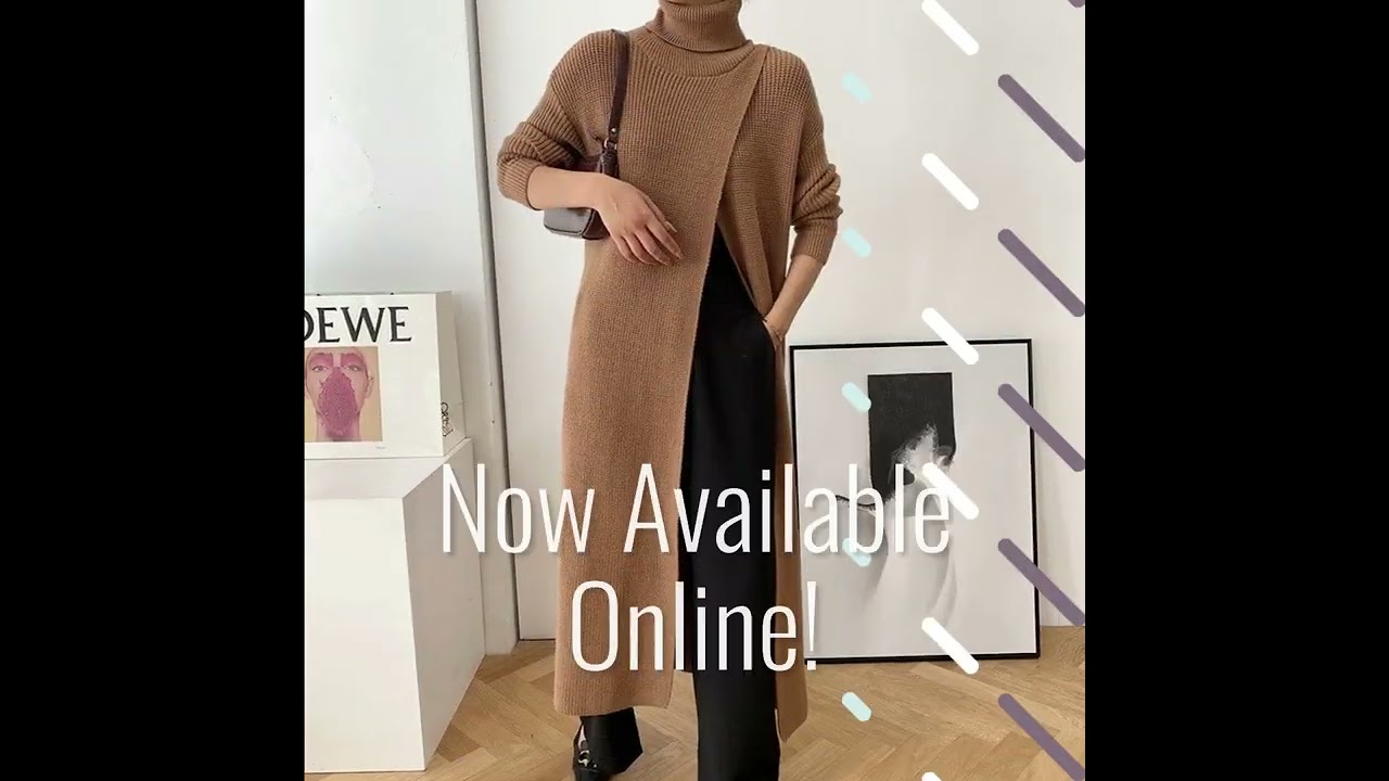 VenViVi Come Alive - High Collar Pullover Long Split Knit Sweater