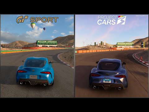 Gran Turismo Sport vs Project CARS 3 - 2020 Toyota GR Supra at Willow Springs International Raceway