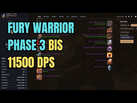 WOTLK Phase 3 (TOGC) Fury Warrior BiS Set - Part 2 - Sim Setup, Talents and Gear