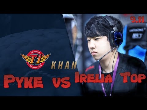 SKT Khan - Pyke vs Irelia Top - LoL Season 9 KR Ranked | League Of Legends