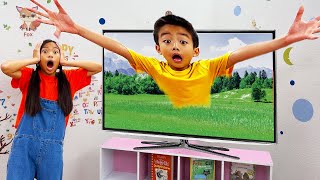 Wendy and Eric Gets Sucked into the TV | Kids Learn Not to Watch Too Much TV