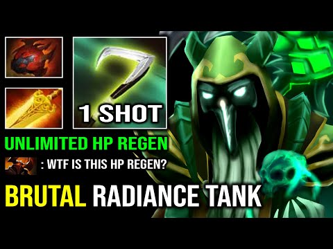 UNLIMITED HP REGEN Max STR Heart 100% Tank Necrophos with AoE Radiance Burn DPS Dota 2