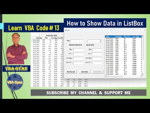 Learn VBA Code Part 13 || How to show Data in Listbox in Excel VBA