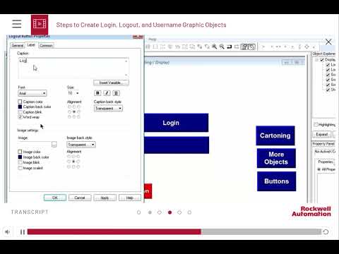 Steps to create Login Logout and username graphics FACTORYTALK VIEW ME