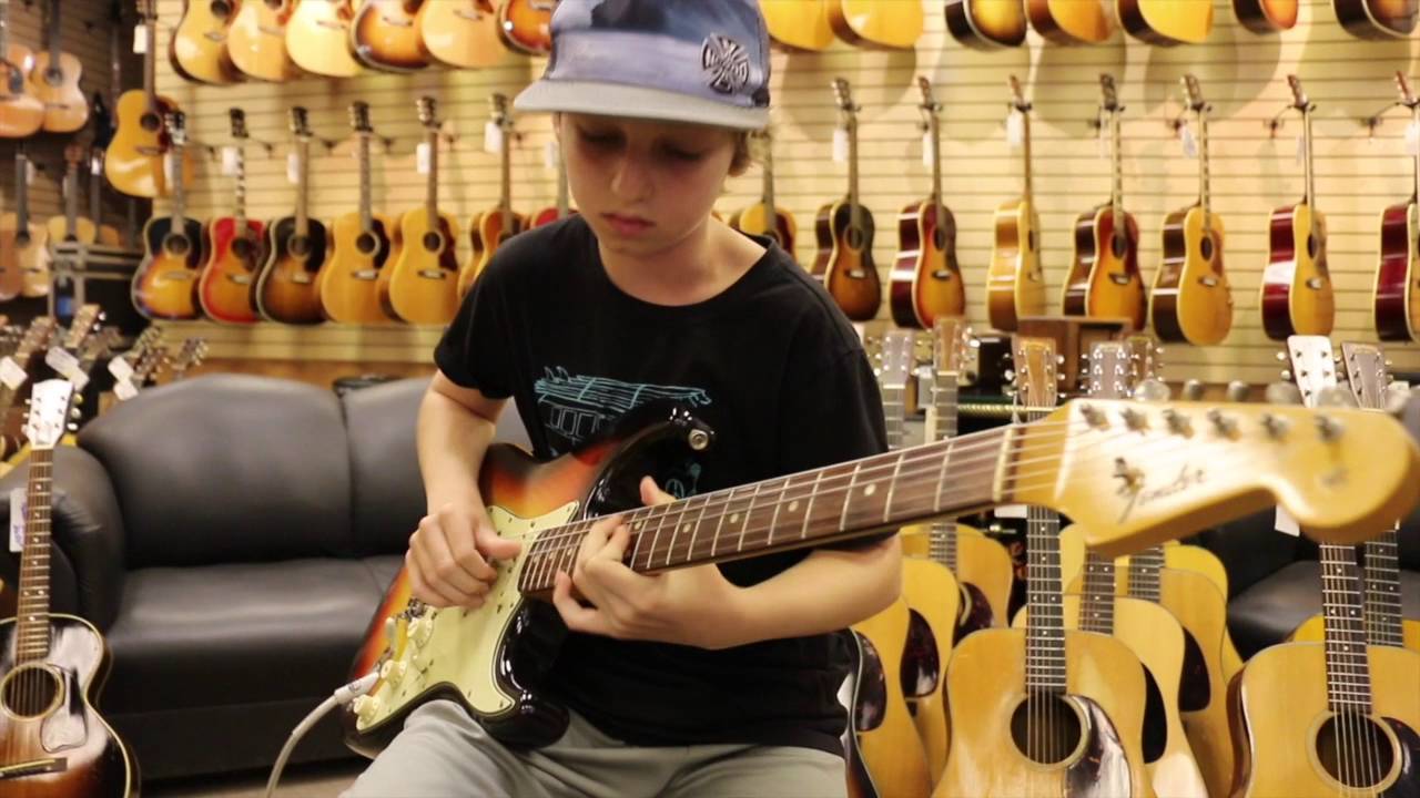 12-Year-Old JADEN LEHMAN playing a 1964 Fender Stratocaster at Norman's Rare Guitars - YouTube