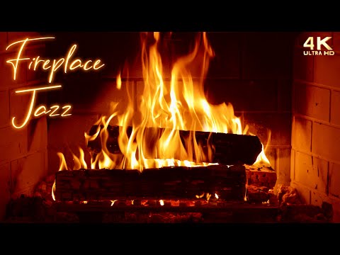 🔥 4K Fireplace Jazz 🔥 Relaxing Piano Jazz Fireplace Ambience