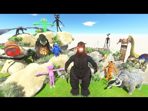 Hunting GODZILLA,BIOLANTE,SIREN HEAD & Jumping in Lake with BLOOP - Animal Revolt Battle Simulator