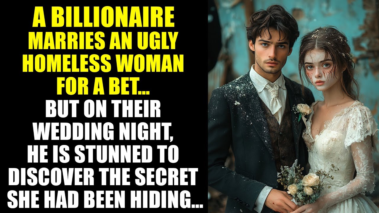 BILLIONAIRE Marries An UGLY Homeless Woman for A Bet… But on Their Wedding Night, He Discovers…