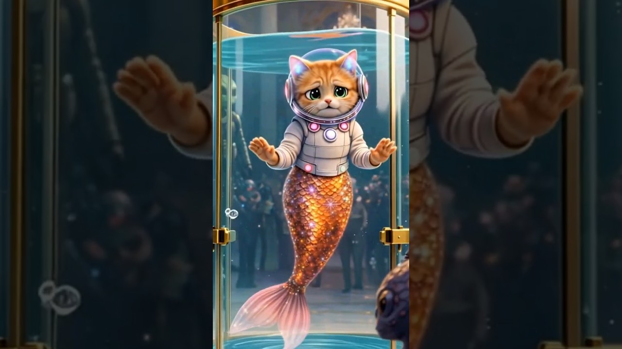 In order to save her kittens, the mother cat turned into a mermaid in outer space!