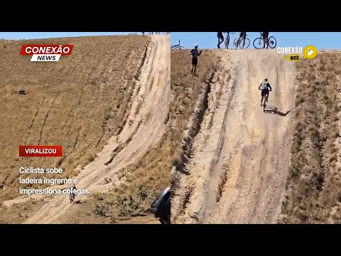 Vídeo: Ciclista sobe ladeira íngreme e impressiona colegas.