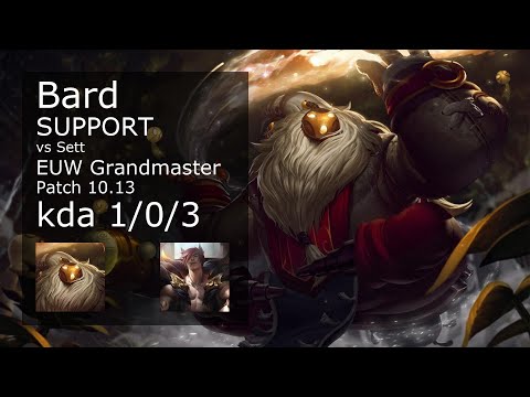 Bard Support vs Sett - EUW Grandmaster 1/0/3 Patch 10.13 Gameplay