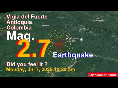 23 km Northeast of Vigia del Fuerte, Antioquia, Colombia Earthquake today now