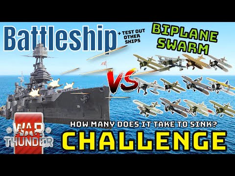 BATTLESHIP VS BIPLANE SWARM - How Many Does It Take? - WAR THUNDER
