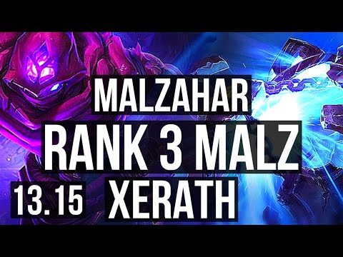 MALZAHAR vs XERATH (MID) | Rank 3 Malz, 7/0/0, Godlike | NA Grandmaster | 13.15