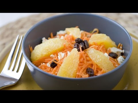 How to Make a Grated Carrot Orange Raisins Feta Salad - A great healthy salad!