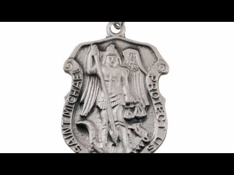 Pewter St. Michael Medal with 24 inch chain