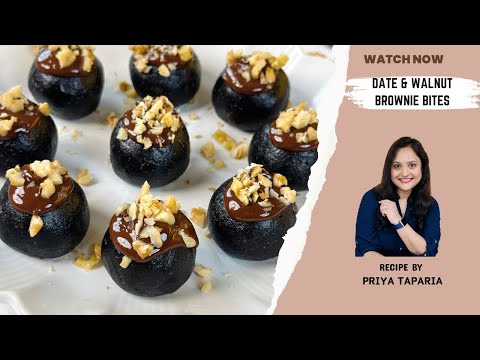 Date & Walnut Brownie Bites - No Bake | Sugar free Energy Bites | Flavourful Food By Priya