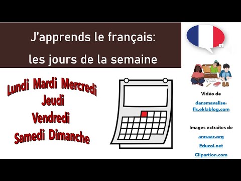 J'apprends le français: les jours de la semaine  (avec école le mercredi)