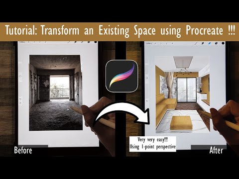 *Easy Tutorial*  How to create 1-Point Perspective Interior transformation sketch using procreate ??