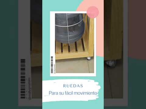 thumbnail video image 2 of Dispensador de Agua Gris NORVAL  Mesa Auxiliar Génova en madera de pino con cubierta de cerámica con ruedas, 2 of 5