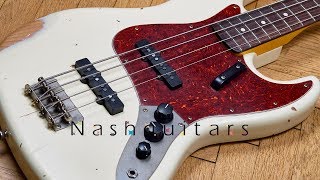 Video thumbnail for Nash Guitars JB63 Olympic White Medium Aged Bass Demo by Bass Buddha