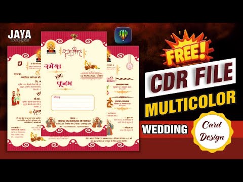 Multicolor Wedding Card Design in Coreldraw 2025 | Sadi Card Design I Free CDR File | Jaya Graphics