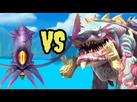ALPHA ZOMBIE SHARK VS GIANT SQUID || hungry shark world