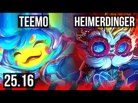 TEEMO vs HEIMERDINGER (TOP) | 600+ games | KR Master | 25.16