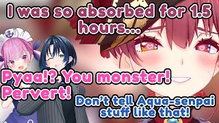 Aqua and Ao React to Marine Getting a Bruise After Being Too Absorbed for 1.5 Hours w【Hololive Clip】