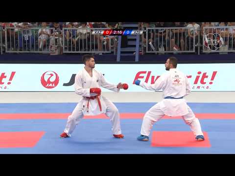 Igor Chikhamarev (KAZ) vs Aykhan Mamayev (AZE) -84kg.Tokyo Karate1 Premier League 2019 Bronze Medals