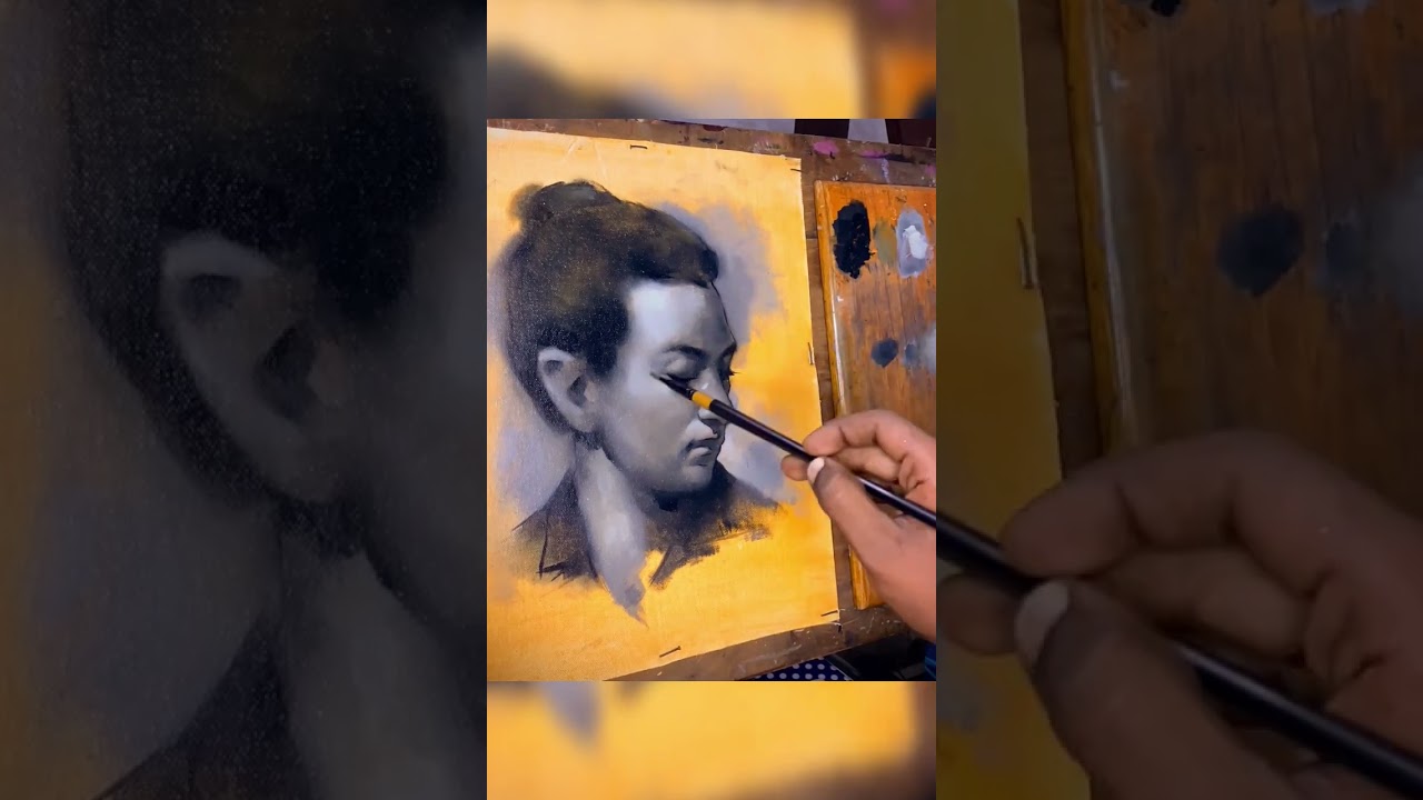 grisaille project in process #art #artwork #monochrome #shorts #youtubeshorts #portraitpainting