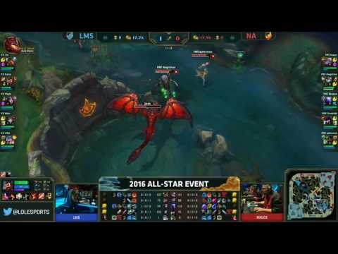 [All stars NA vs LMS] Dragon steal and chaotic teamfight