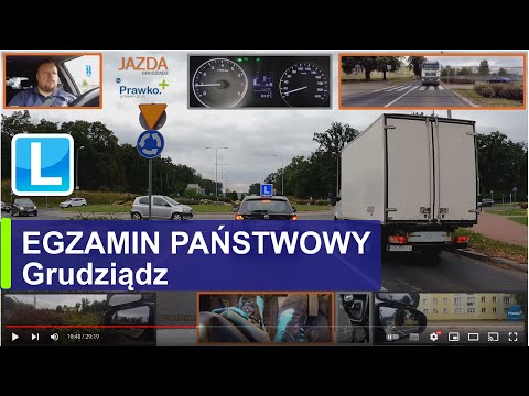 WORD Grudziądz - Trasa Egzaminu na Praw jazdy - Nagranie przebiegu prawdziwego egzaminu.