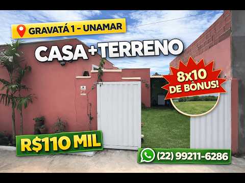 Vendo casa 1 quarto e bônus de + um terreno 8 x 10 R$ 110 mil no gravatá 1 em Unamar 
