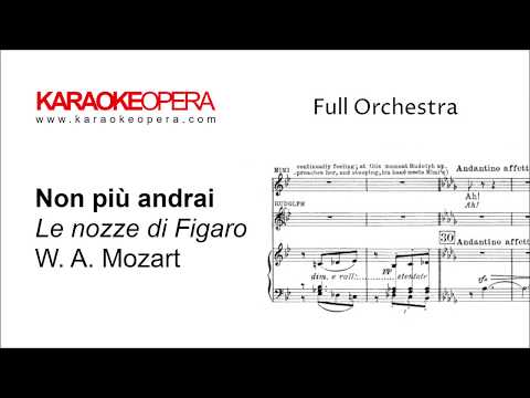 Karaoke Opera: Non Più Andrai - Le Nozze di Figaro (Mozart) Orchestra only with printed music