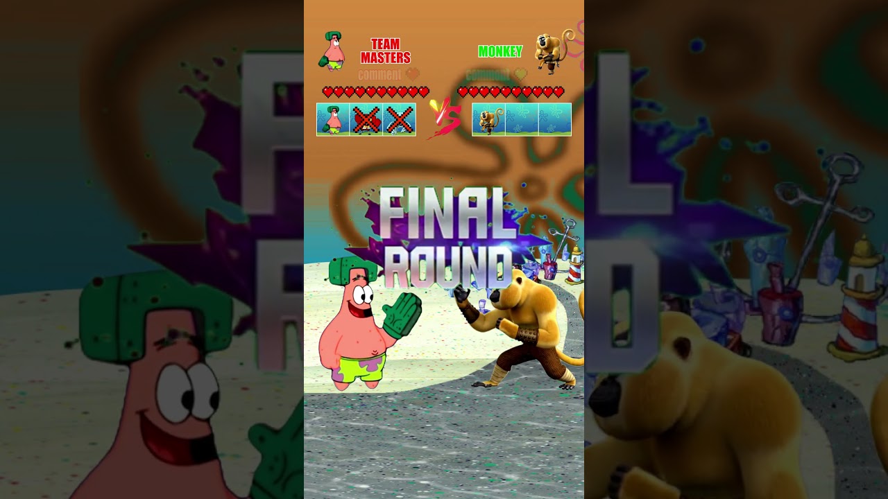 Monkey (Kung Fu Panda) VS Team Masters (SpongeBob) #meme #battle