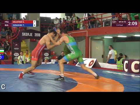 1/4 GR - 60 kg: G. SNJOYAN (FRA) v. T. SIRASHKI (BUL)