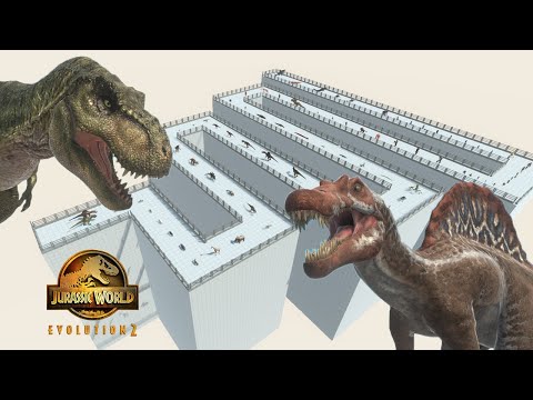 BUCK T-REX & SPINOSAURS (DUO DEATH RUN) - Animal Revolt Battle Simulator