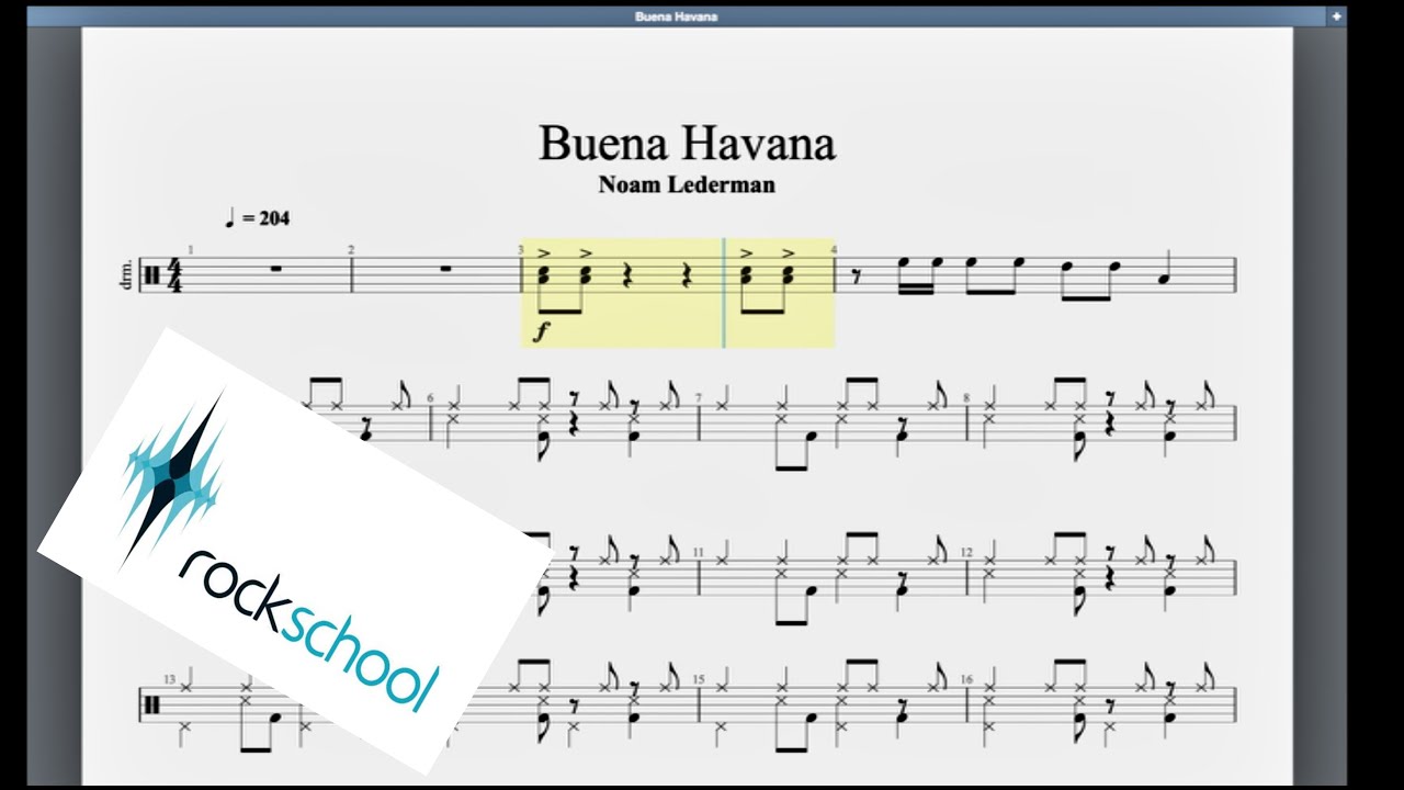 Buena Havana Rockschool Grade 7 Drums