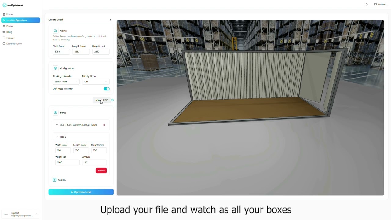 LoadOptimizer.AI - Intelligent 3D Load Stacking & Space Optimization Software