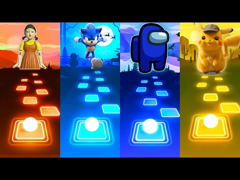 Squid Game vs Sonic vs Among Us vs Pikachu - Tiles Hop EDM Rush