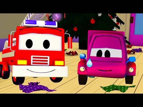 Bilpatrullens brandbil och polisbil med Suzy och de stulna julklapp | Bil- & lastbilsserier för barn