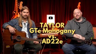 Video thumbnail for Taylor GTe Mahogany vs. AD22e | The Best Small Bodied Mahogany-Top Taylors! by Alamo Music Center