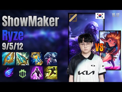 ShowMaker Mid Ryze vs Zoe lol KR solo rank Full Game 15.17 | 쇼메이커 라이즈 vs 조이