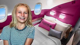 WE SURPRISED OUR KIDS WITH LUXURY AIRPLANE SEATS! Qatar Airways Q Suite from USA to Asia!